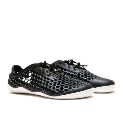 Vivobarefoot Men's Ultra III Bloom Off Road Running Shoes - Black USA [RWT742368]